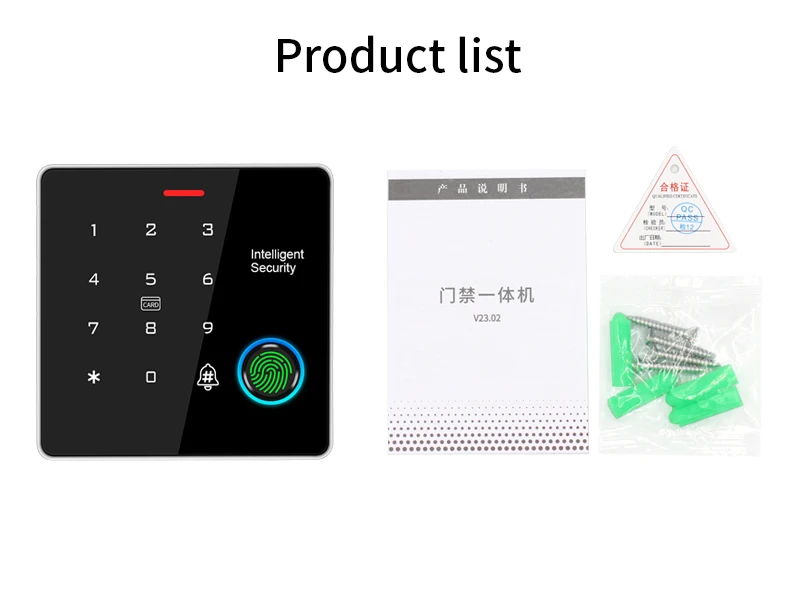 IP65 Standalone Fingerprint Access Controller 125kHz 13.56MHz Backlit Metal Keypad Light with Door Relay Lock (Commercial Grade)