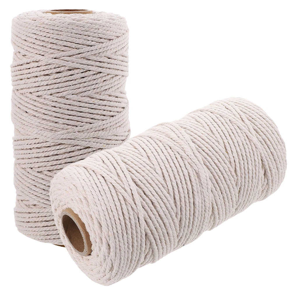 

100m Cotton Butchers Twine 2 Rolls 14 White 3mm Kitchen Roasting Cooking String Meat Bundling Sausage Line Packing Tool