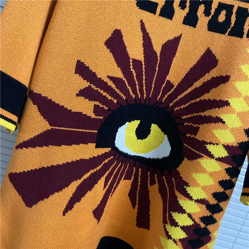 House of Errors trui streetwear trend contrasterend kleurenpatroon jacquard borduurlogo gebreid poloshirt met korte mouwen