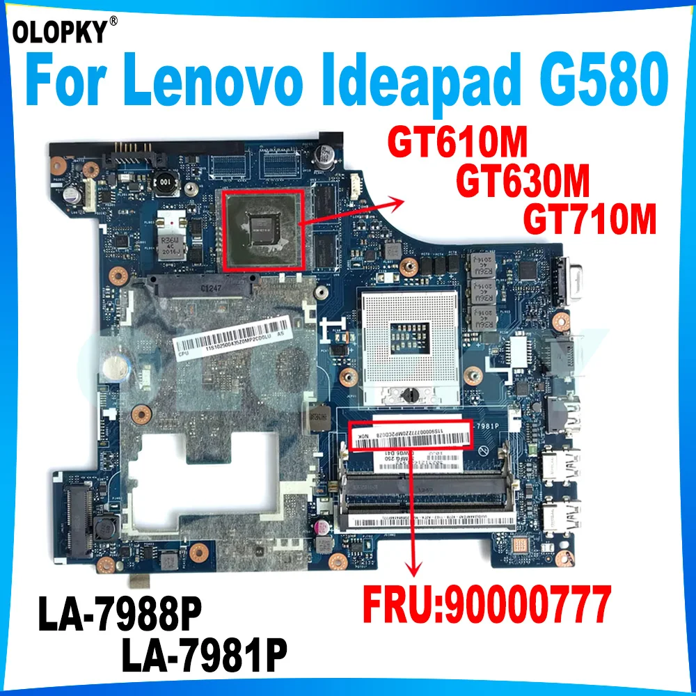 QIWG6 LA-7988P LA-7981P Mainboard for Lenovo Ideapad G580 laptop motherboard GT610M GT630M GT710M GPU HM76 DDR3 Fully tested