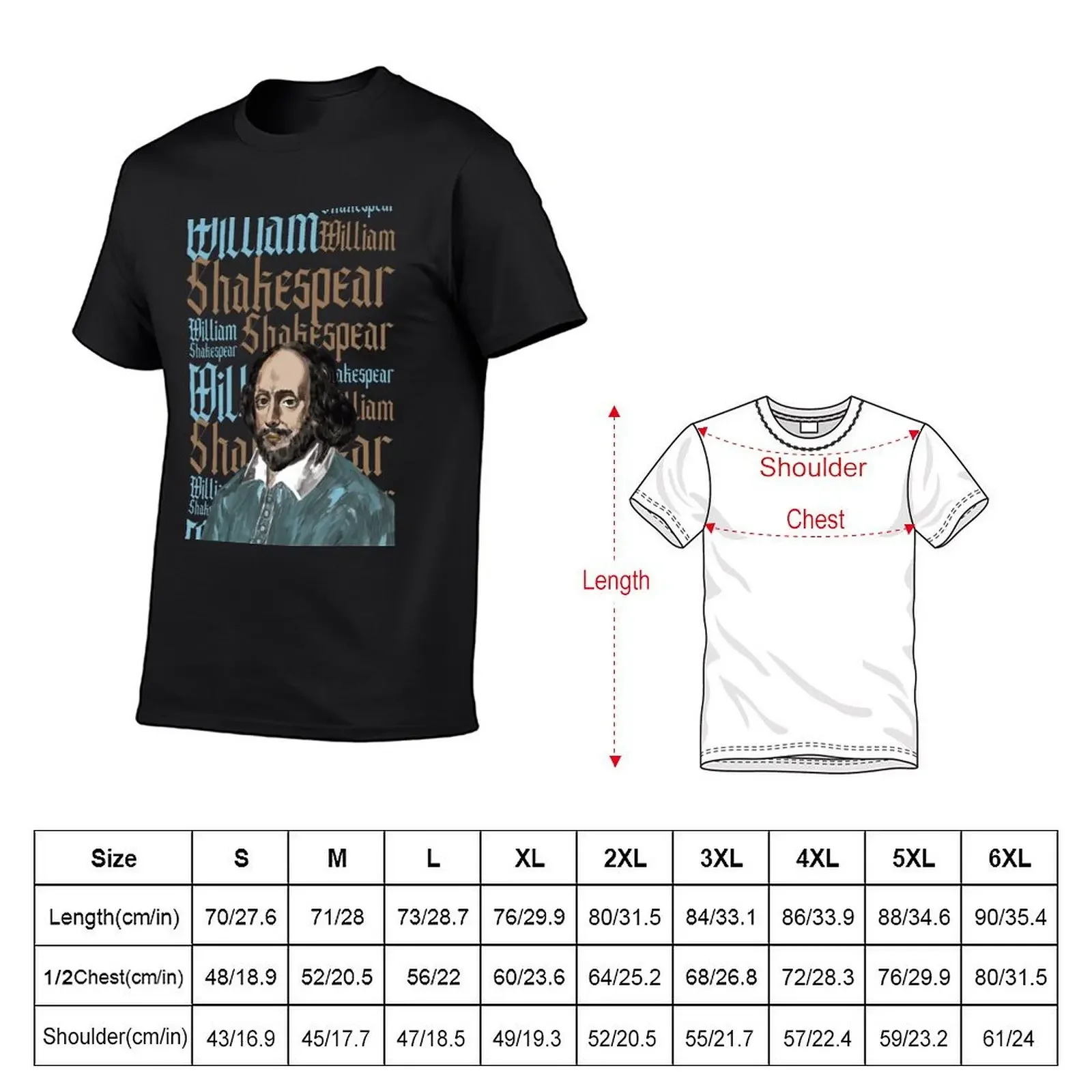 William Shakespeare. The Poet and The Actor T-shirt plus sizes funnys Men's clothing