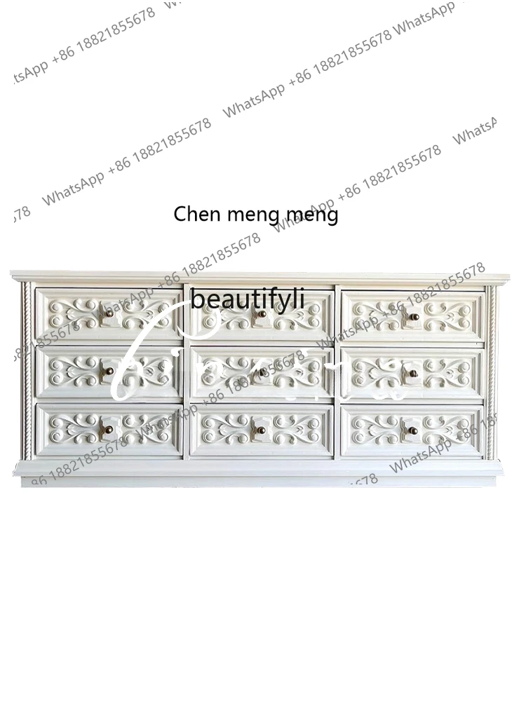 

] Solid Wood Chest of Drawers/White Storage/Bedroom Living Room Side Cabinet/Simple Locker