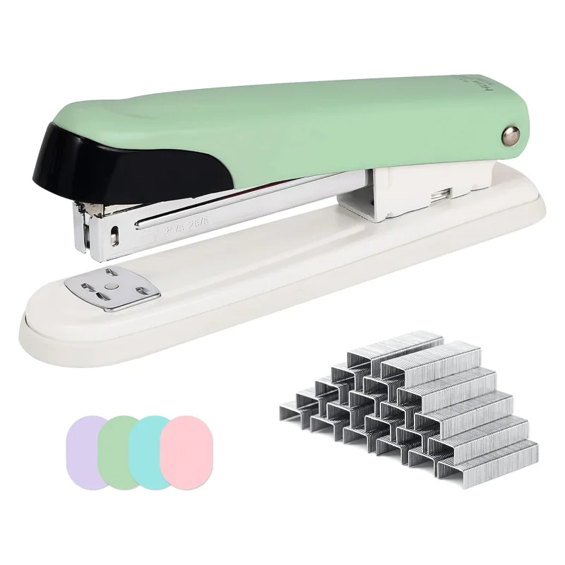 Cucitrice da tavolo in metallo HUAJIE da 6,5 pollici, capacità di 25 fogli, include 1000 graffette, durevole per ufficio e uso domestico