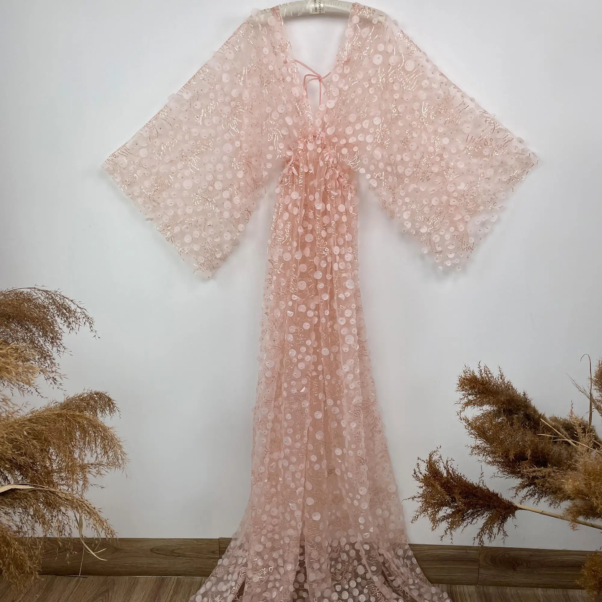 

Тюлевое платье Don & Judy в горошек, милая одежда с v-образным вырезом и длинными рукавами для детского душа, платье для беременных