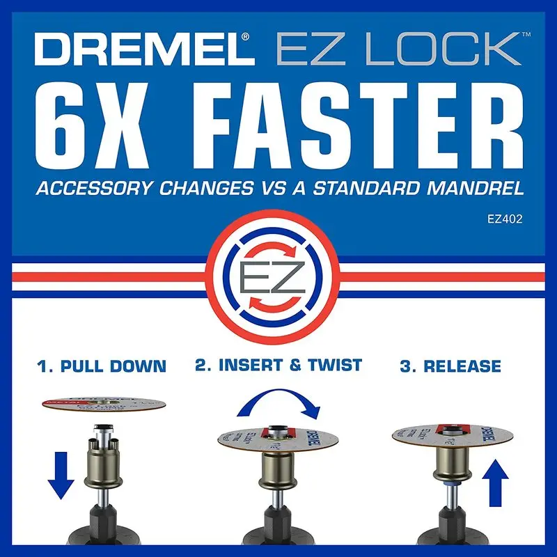 Imagem -05 - Dremel Ez68801 ez Lock Ferramenta Rotativa Discos de Corte Kit Acessório Rebolo para Metal Madeira Vidro Plástico Cortar Polonês 11 Peças