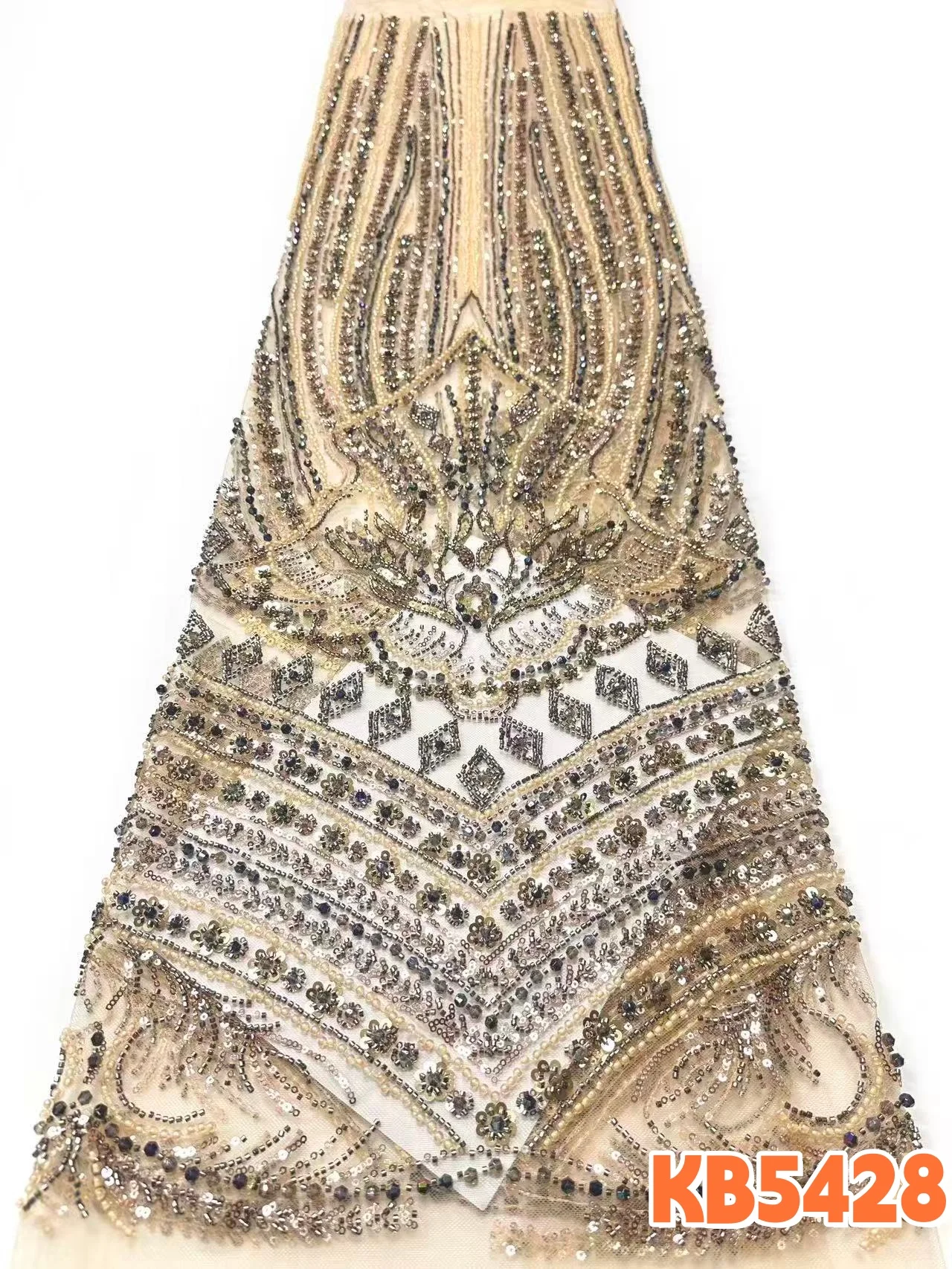 

1 ярд роскошной ткани ручной работы с тяжелой вышивкой бисером и пайетками, золотистое французское кружево из сетки и тюля для пошива праздничных платьев KB5428