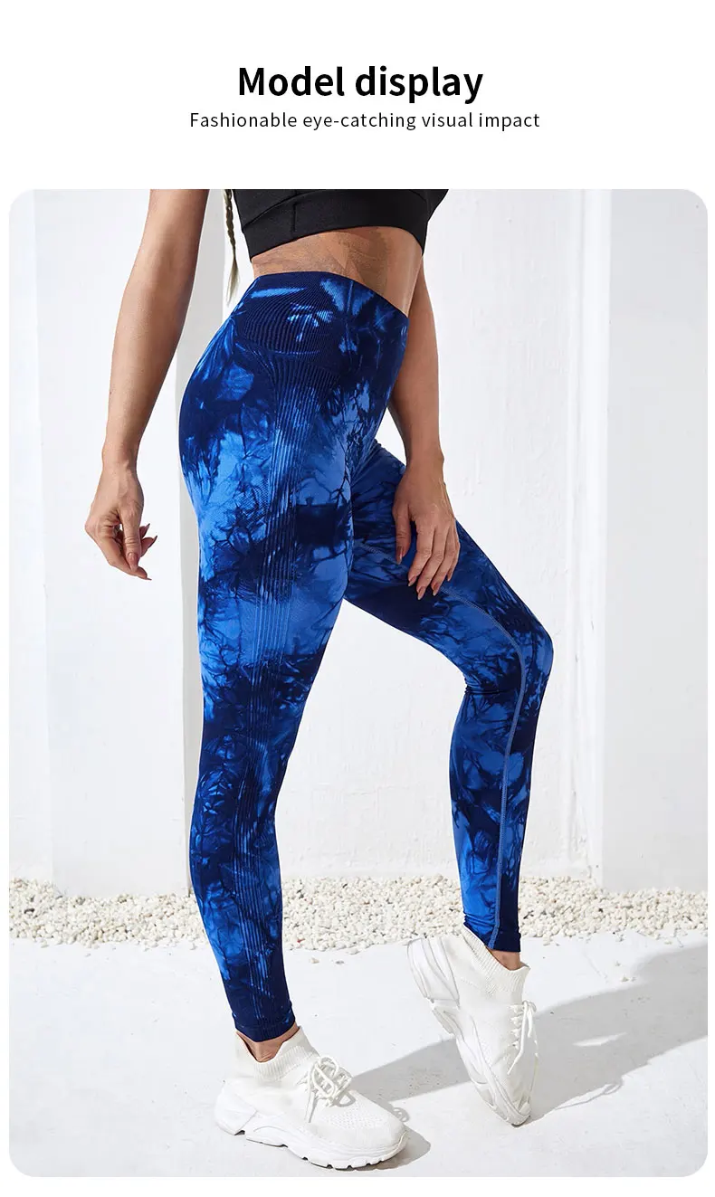 Damen-Leggings mit Batikmuster, neun Zehntel, hohe Taille, Yogahose, weich, dehnbar, Workout-Laufhose, atmungsaktiv, bequem – Detail 8