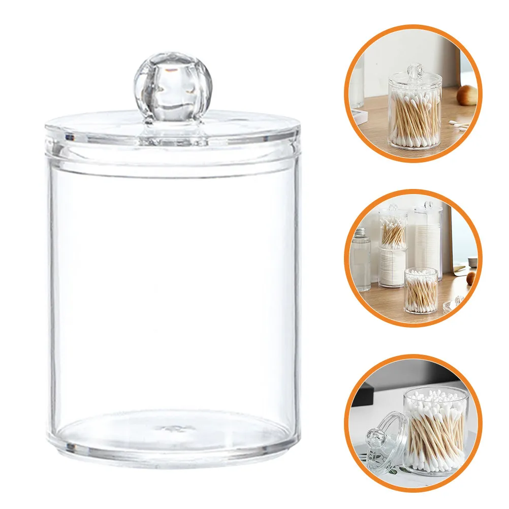 Plastic Plastic Storage Jar With Lid For Cotton Storage Bathroom Organizers Transparent Dispenser Airtight
