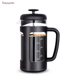 Easyworkz French Press  Coffee Tea Maker with Borosilicate Glass,Soft Grip Handle