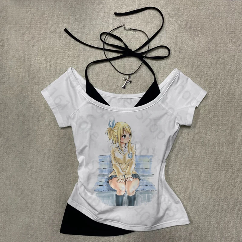 

Панк-стиль, уличная мода, укороченный топ Y2K для женщин, сексуальные футболки в стиле Харадзюку, эстетичные футболки с графическим принтом, готический повседневный тонкий топ с коротким рукавом