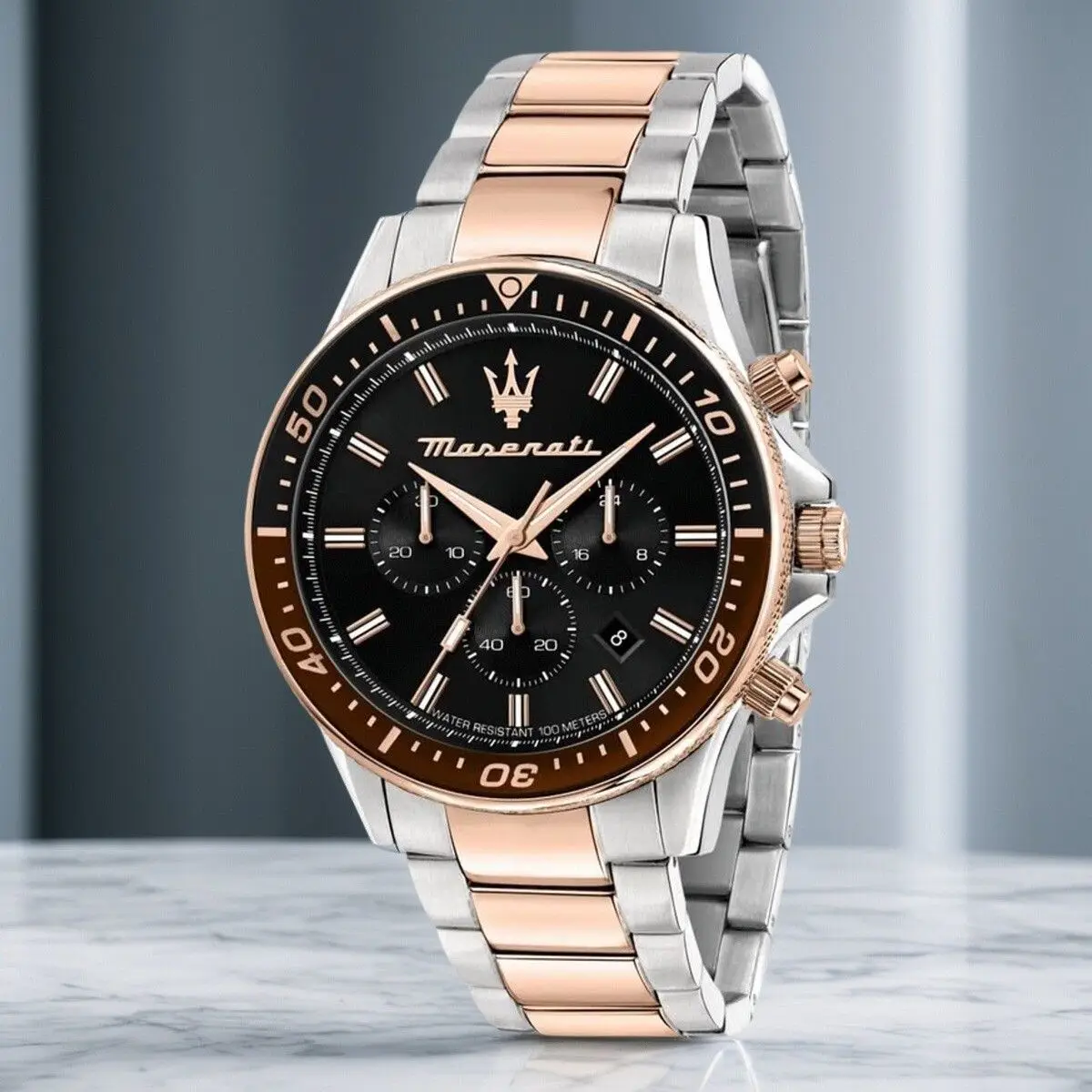 Reloj Maserati Original para hombre, serie SFIDA Challenge, reloj de negocios de lujo, reloj con correa de acero dorado negro de tendencia