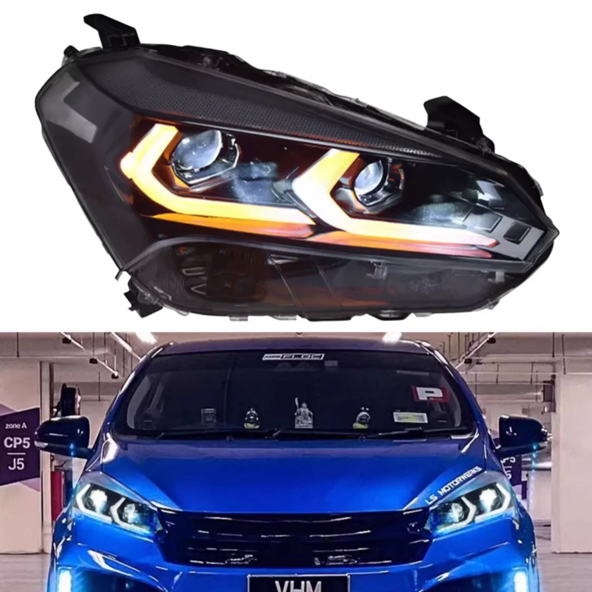 

Car LED Headlight For Perodua Myvi 2022-2024 Modified Turn SignaL Daytime Running Light