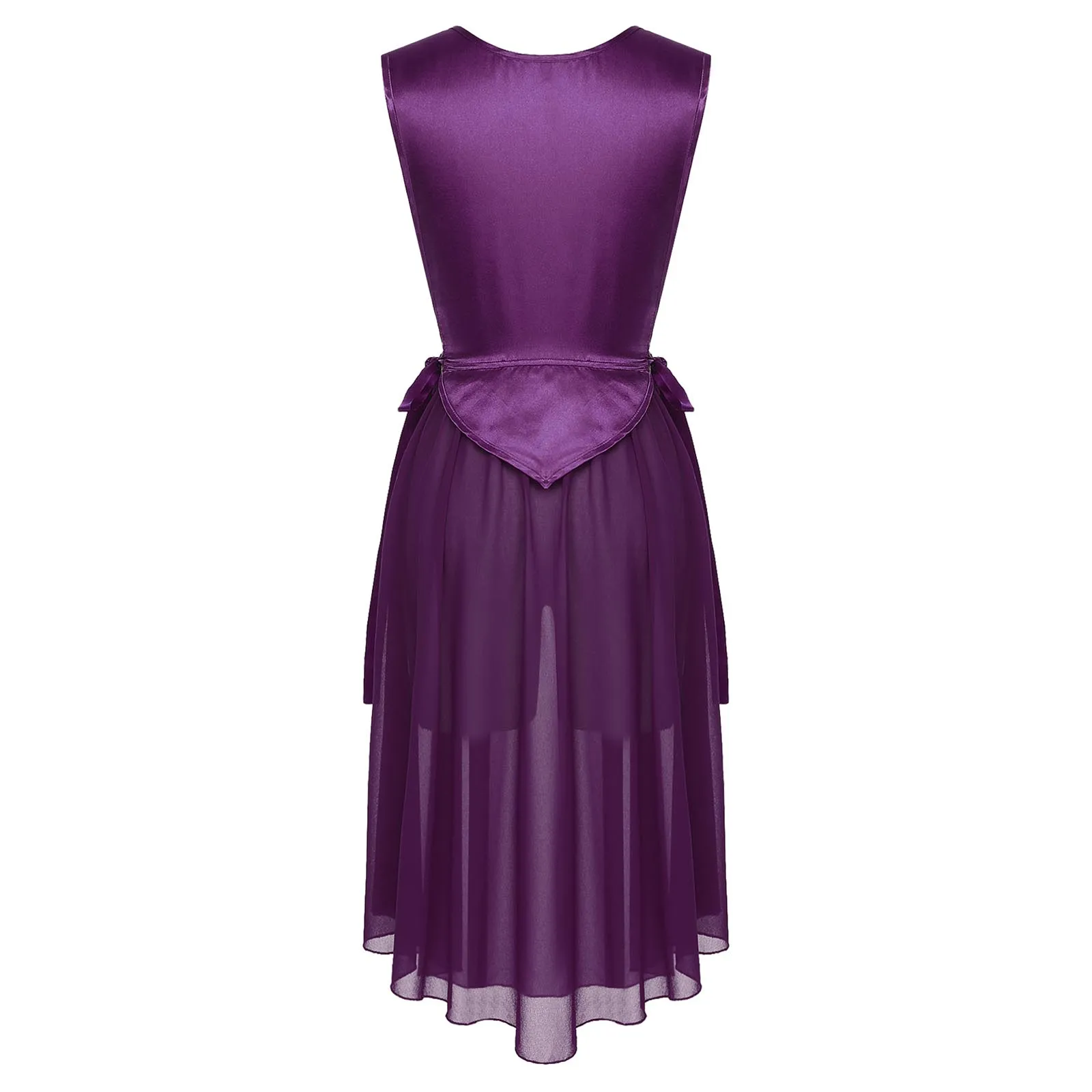 Abito da ballo lirico senza maniche da donna, costume da culto del coro, abito da ballo in raso, abbigliamento da ballo