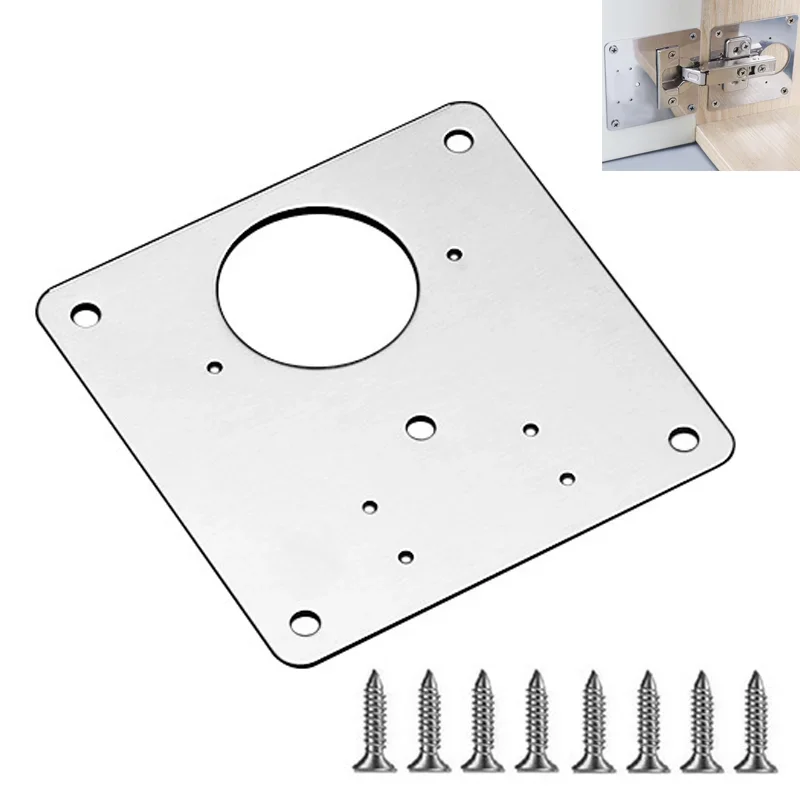 1/2Pcs Hinge Mounting Plate  Kitchen Cabinet Door Hinges Mounting Plate with Screw Hinges Repair Plate Furniture Hardware Tools