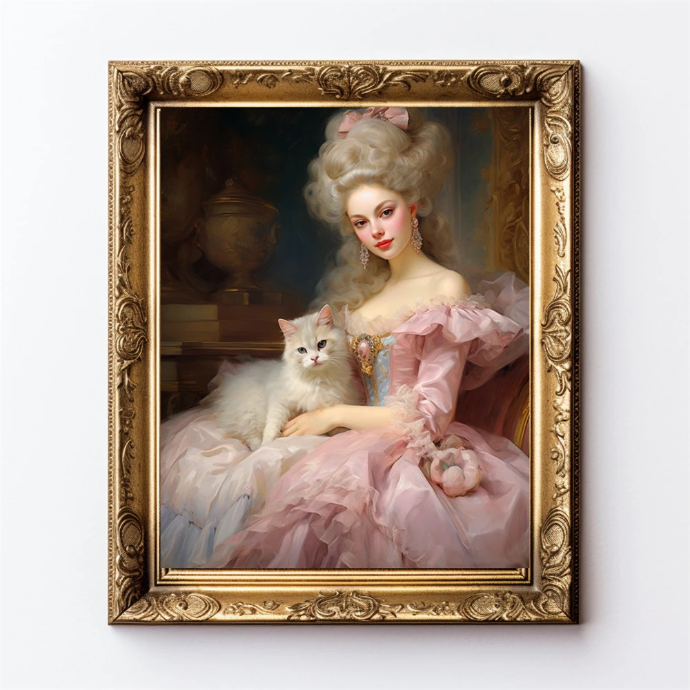 Rococo Lady in Sage Green Dress Art Print Vintage Baroque 18th Century Oil Painting Wall Art Prints Renaissance Victorian Decor