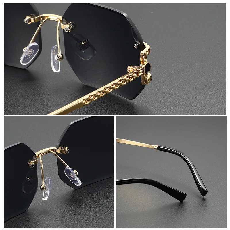 New Small Rectangle Rimless Sunglasses Women Square Vintage Sun Glasses Designer Men Retro Trendy Gradient Eyeglasses image 5