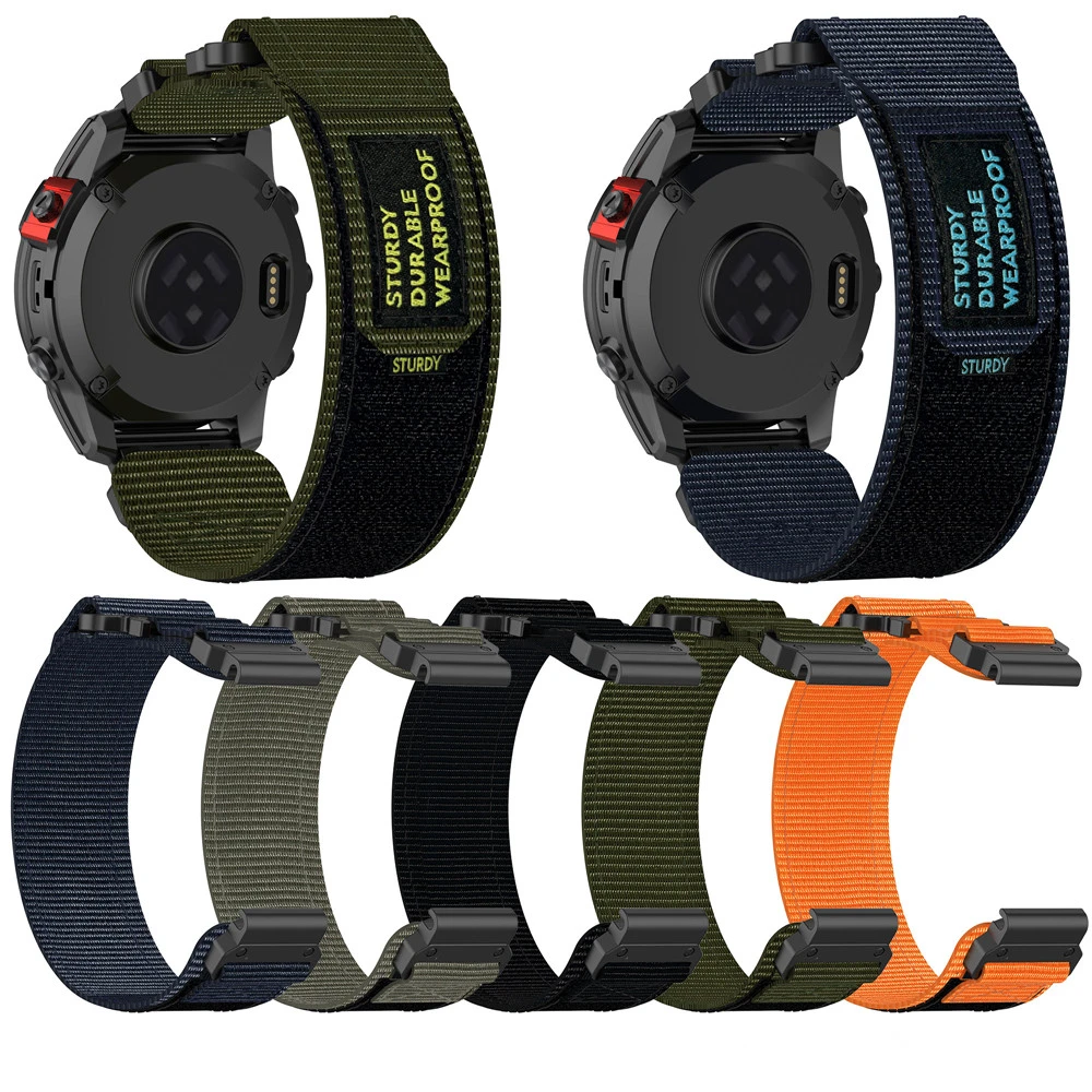 

Холщовый тканый ремешок 20 мм, 22 мм, 26 мм, подходит для часов Garmin Fenix 8 7 7S 7X 6S 5S, двухкомпонентный, на липучке, быстрая демонтажная уличная спортивная одежда