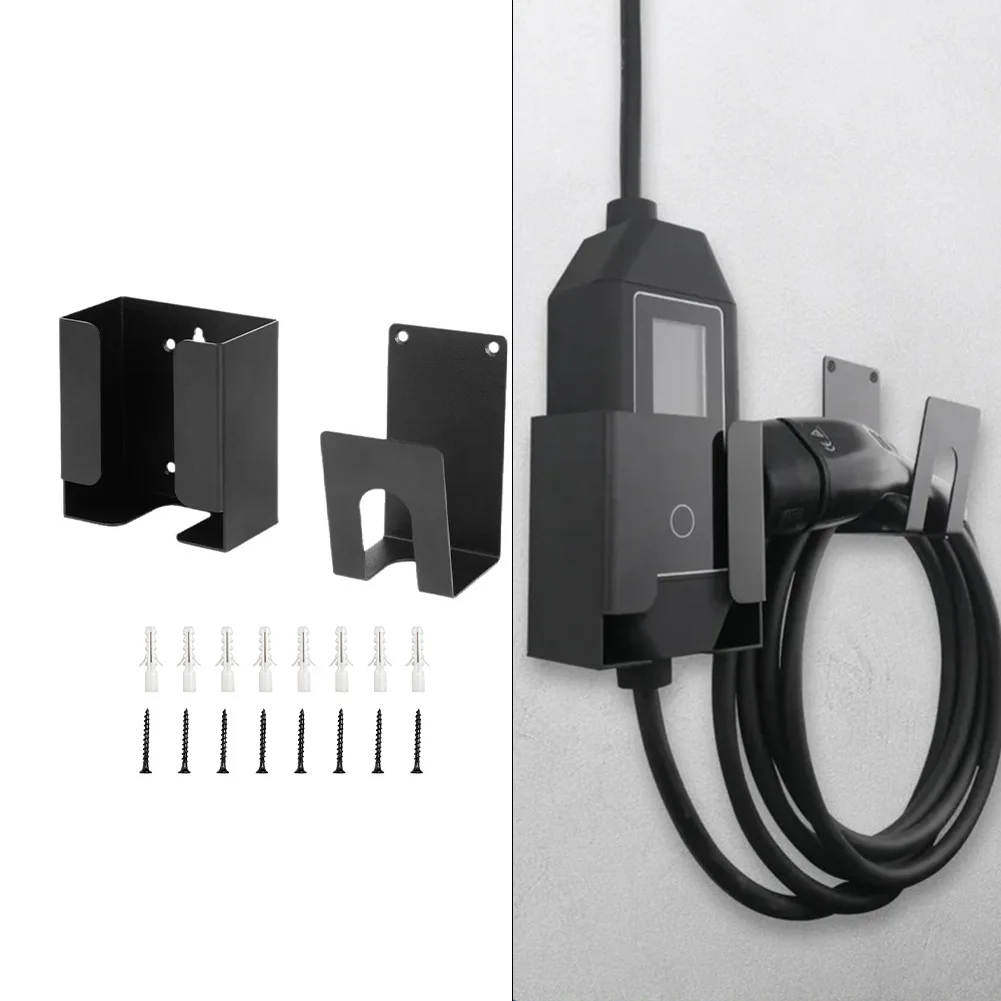 

Настенный кронштейн для зарядного устройства для электромобилей, автомобильный держатель зарядного кабеля для электромобилей с J-образным крючком и органайзером для настенного крепления