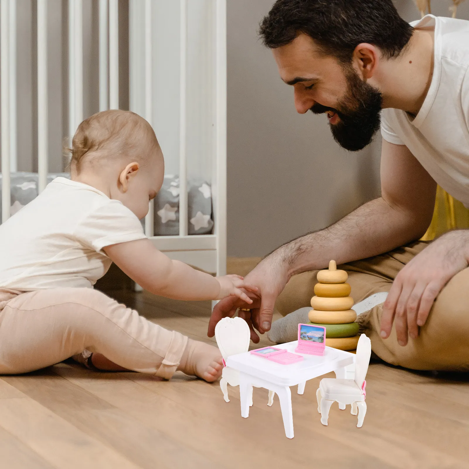 

1Set Miniature Desk Chairs Kit Creative Lifelike Decorative Mini House Dining Room Layout Prop Wooden Furniture Ornament