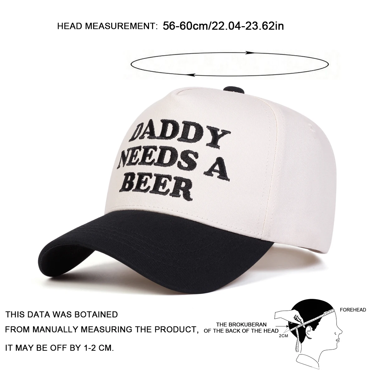 Unisex DADDY NEEDS A BEER Baseballkappen mit Buchstabenstickerei, Frühling und Herbst, verstellbare Freizeithüte für den Außenbereich, Sonnenschutzhut, Sportkappe – Detail 7