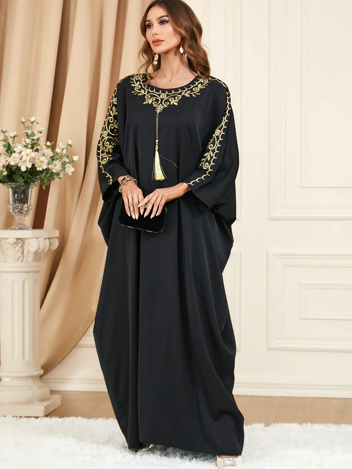 Eid Arab Muslim Party Dress for Women Abaya Bat Sleeve Jalabiya Long Dresses African Kaftan Vestidos Dubai Ramadan Gown Robe