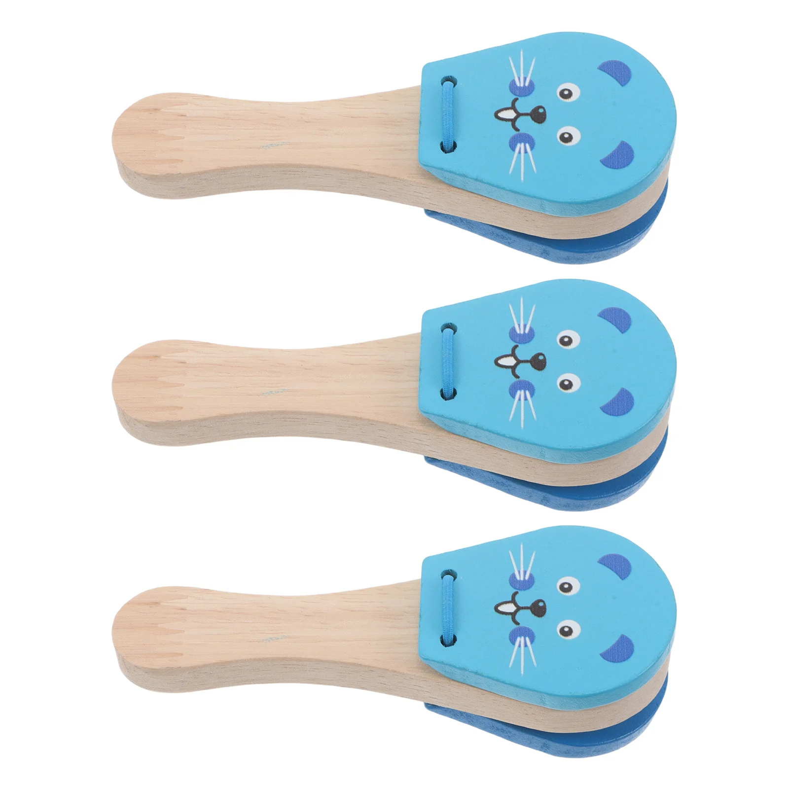 

3Pcs Wooden Percussion Castanets Animal Pattern Early Music Development Instrument Easy Hold Small Hands Music Instrument