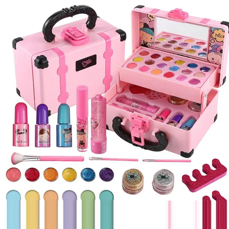 Kinder Make-up Kosmetik Spielen Box Prinzessin Make-up Mädchen Spielzeug Spielset Lippenstift Lidschatten Sicherheit Ungiftig Kinder Spielzeug für Mädchen