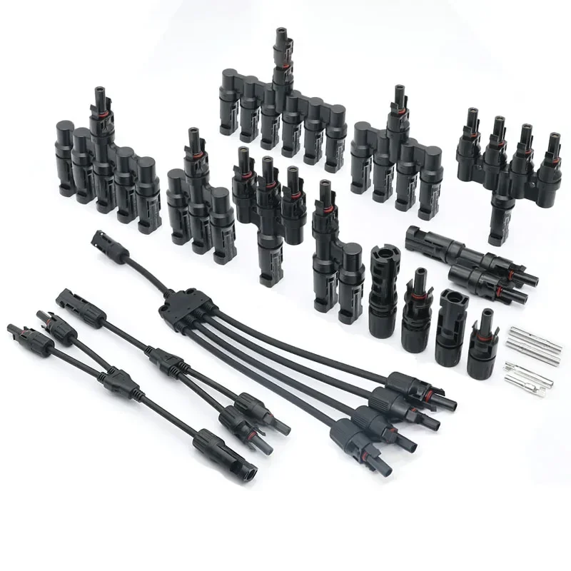 1/5/20/100 Sets PV Solar Connector 30A 1000V T/ Y Branch Cable Splitter Coupler Combiner Solar Panel Component Installation Kit