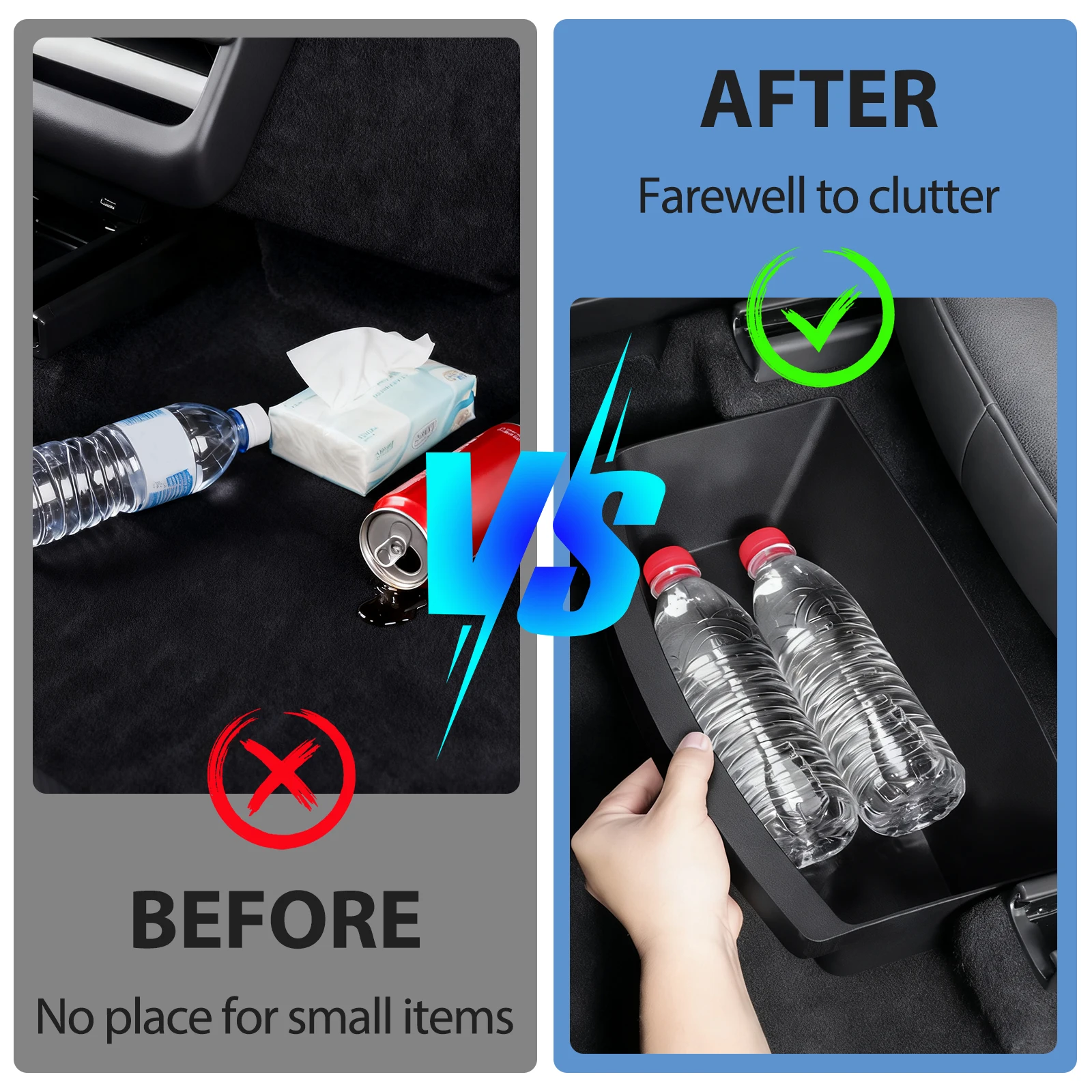 

For Tesla Model Y Juniper 2025 2026 Hidden Organizer Tray Under Seat Storage Box TPE Front Passenger Seat Interior Accessories