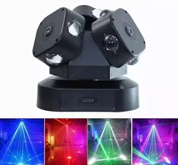 12X10W 3 head infinitely rotating moving head light With RGG Laser Light For DJ Disco Stage Wedding Music Party Bar