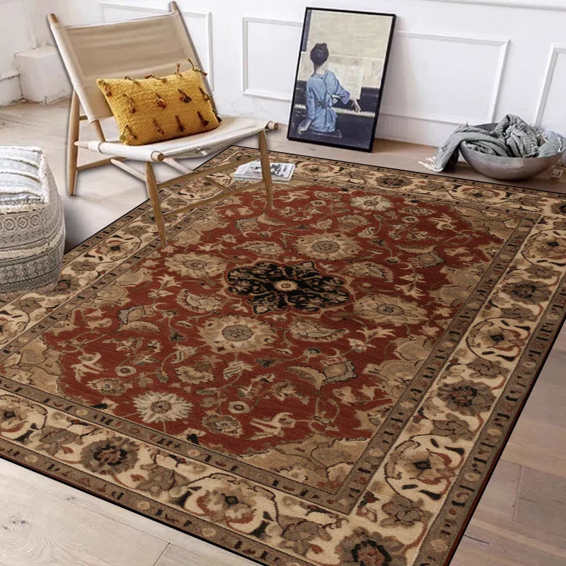 Persian Carpet for Living Room Retro American Style High-end Soft Rugs Non-slip Bed Room Decoration Sofa Rug Washable Table Mat