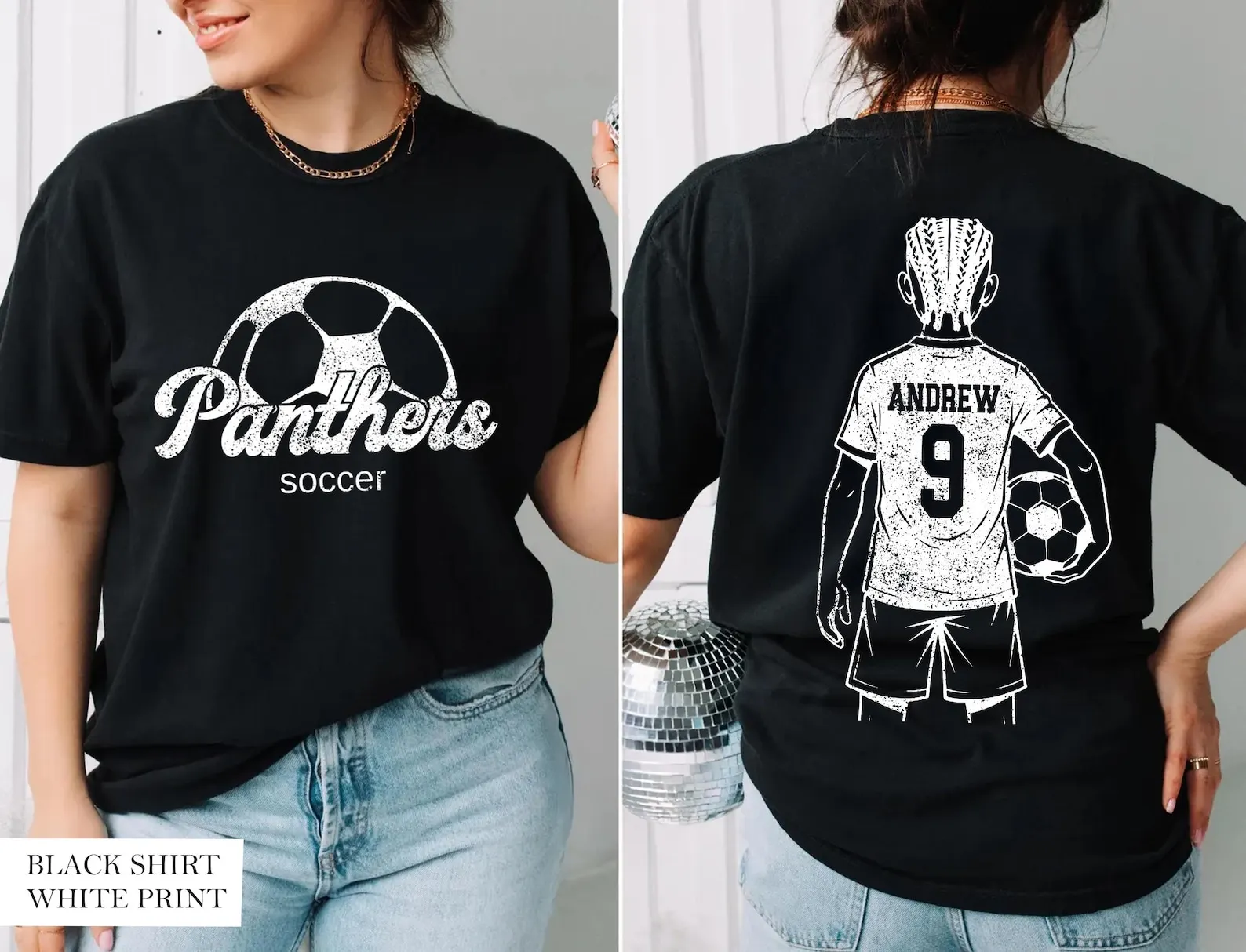 

Women Personalized Team Name Soccer Shirt Design Your Name and Number Custom Short Sleeve Shirt for Soccer Sport World Cup Fans