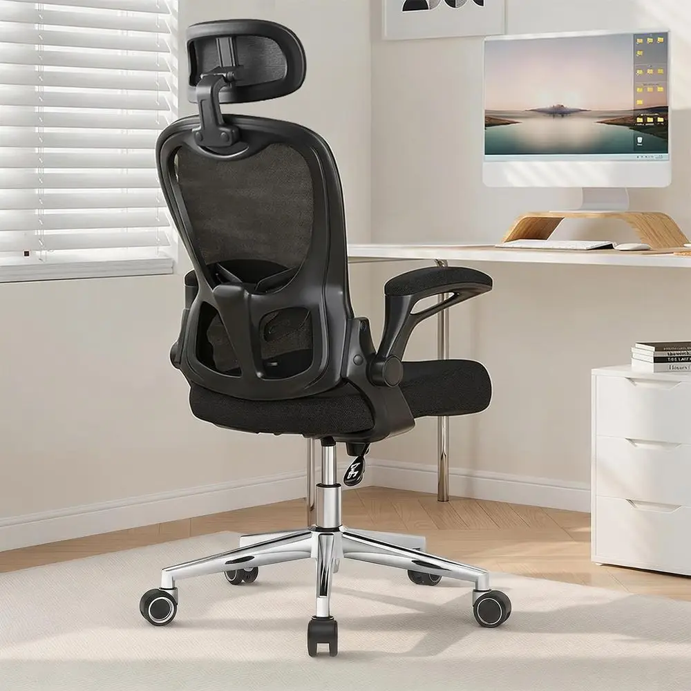 Oice Chair, Ergonomic Breathable Mesh,lip-Up Arms and Adjustable High Back Lumbar Support,Comy Computer Chair or Home Oice (Blac