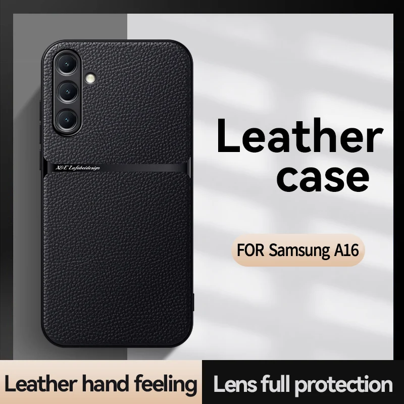 For Samsung Galaxy A16 A15 A25 A35 A34 A55 4G 5G Case Luxury Leather Skin-friendly Waistline Back Cover Shockproof Bumper Funda