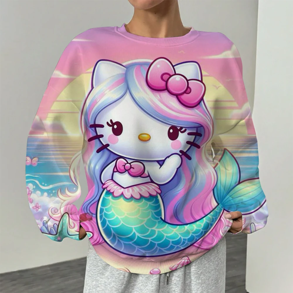 

Women Hoodies and Sweatshirts Cute Hello Kitty print Fall Spring Sweatshirts Fall Spring Harajuku Long Sleeve Hoodie Clothes