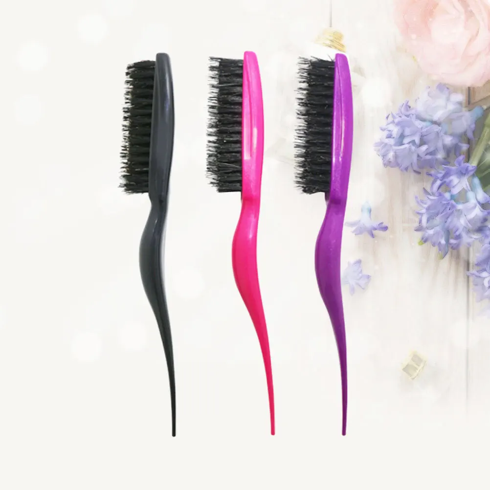 3 قطعة ثلاثة صفوف الخشن مجعد مشط خنزير الخشن فروة الرأس مدلك للشعر المتشابك وفك تشابك قبضة مريحة تدليك فرشاة صغيرة #6