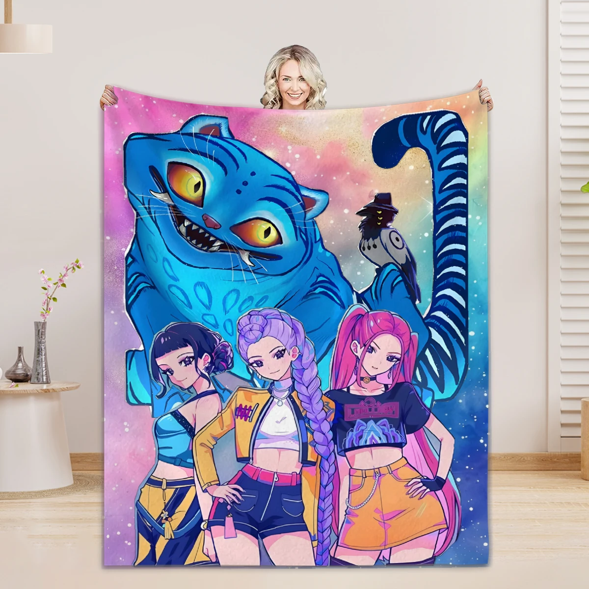 

KPop Blanket Demon Hunters Blanket Girls Boys Plush Throw Blanket Kids Gift 3D Printing Ded Blanket for Girls Gift Decoration