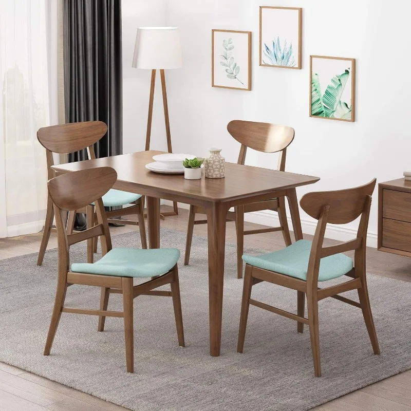 Heather Mid- Modern Dining Chairs (Set Of 4), Dark Gray And Natural Oak