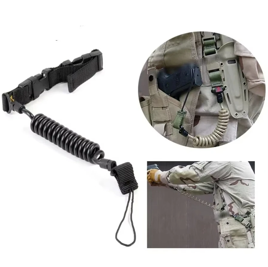 Elastic Anti-Lost Lanyard Coiled Spring Safety Strap with Key Ring Retractable Cord Holder Flashlight Keys and Outdoor Gear