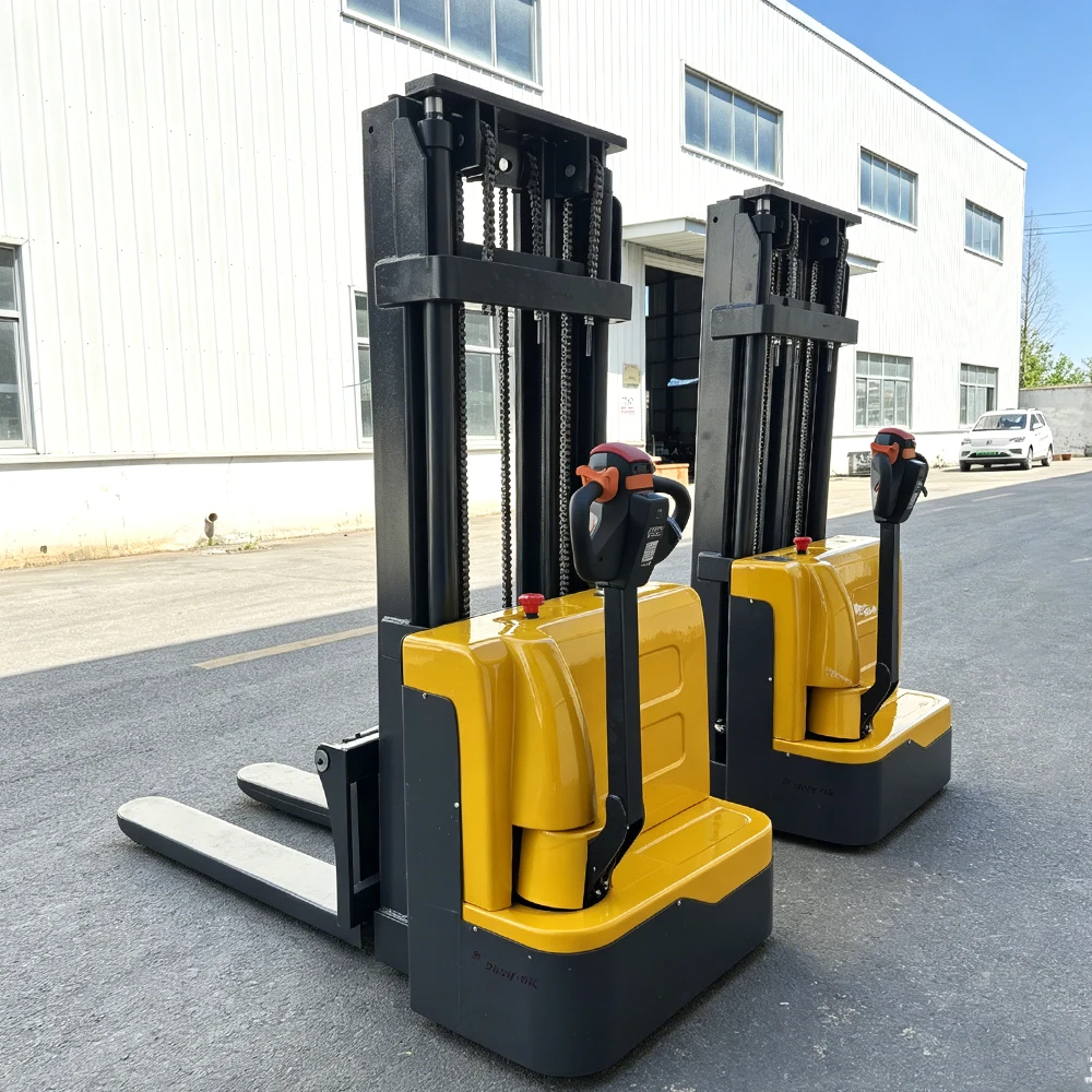 High Efficiency 1.5 Ton 2 Ton Mini Pallet Stacker Narrow Aisles Full Electric Stacker Walkie Stacker For Warehouse