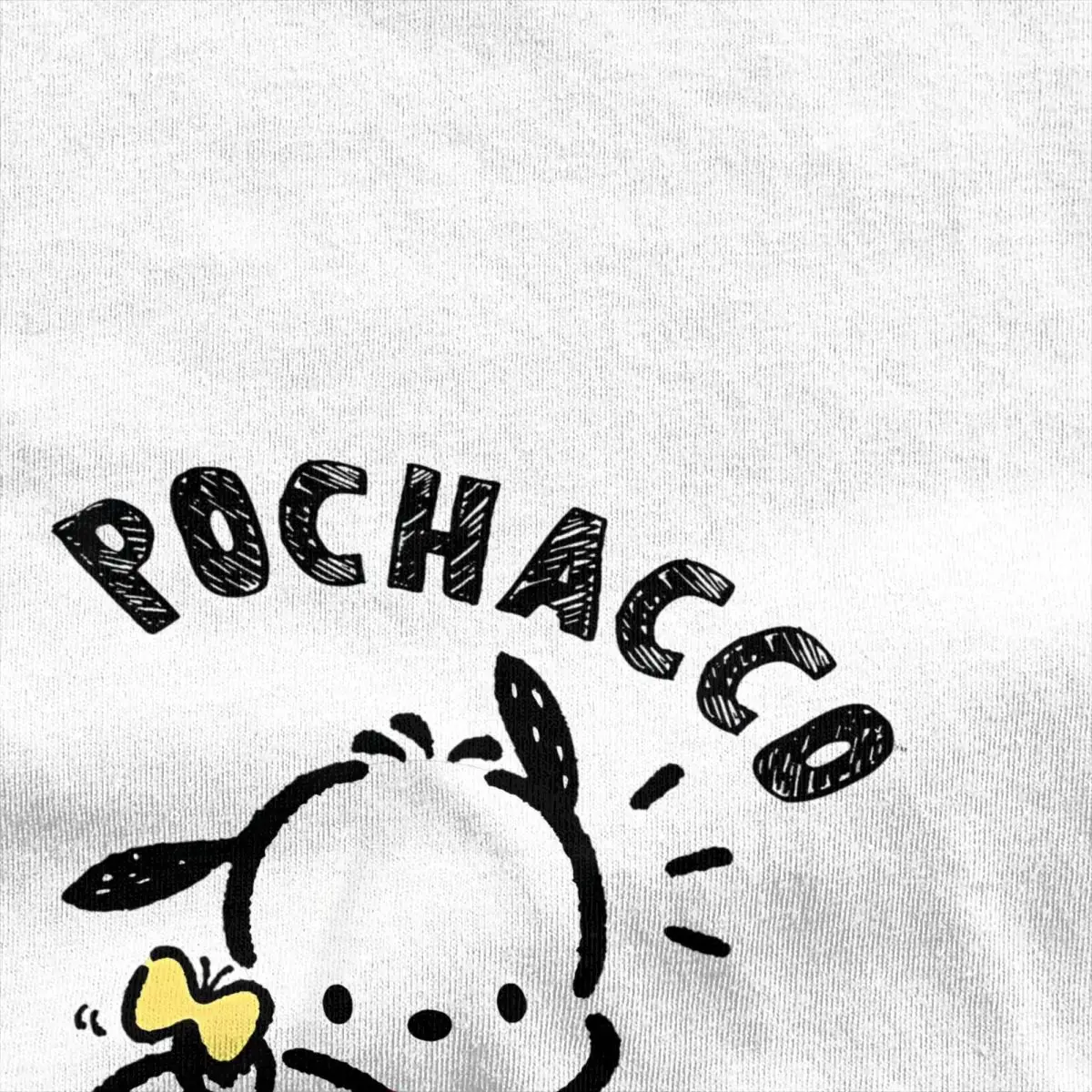 Men's Sanrio Pochacco Backside Logo T-Shirts Pure Cotton Tops Streetwear Short Sleeve T-Shirt O Neck Trending Casual Tee Shirt