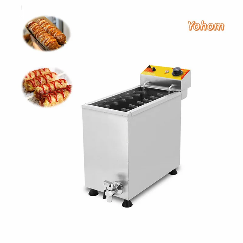 Commercial Automatic Cheese Hot Dog Sticks Fryer 12L Large Capacity Electric Deep Hot Corn Dog Fryer Machine Snack Machines new electric air fryers 6l large capacity smart automatic household multi function led touchscreen deep oil free fryer europlug