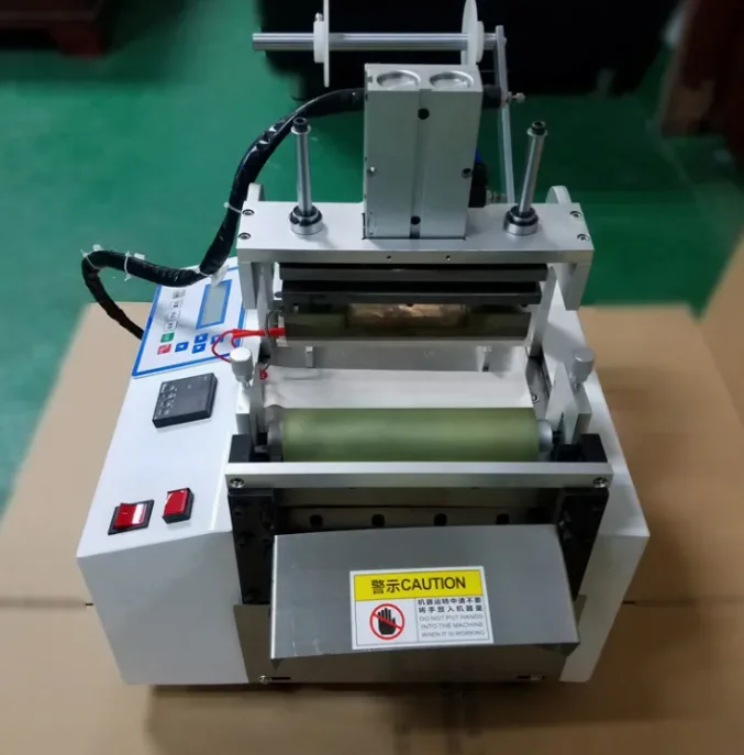 قاطع الحزام الكهربائي الأوتوماتيكي، شريط ملون من النايلون، شفرة ناقل ساخنة/باردة، تقنية قطع البلاستيك/الرقائق المعدنية #5