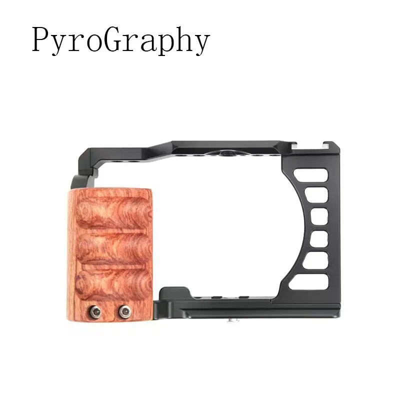 

PyroGraphy A7C Camera Full Cage with Rosewood Handle Grip 1/4"&3/8"Thread Holes Arri Locating Holes Cold Shoe Mount for Sony A7C