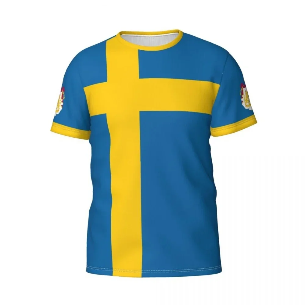 2024 New Swedish Flag Graphic 3D Printed T-shirt Swedish National Emblem Trend Men\'s Tops  National Day Gifts Personalized Tee