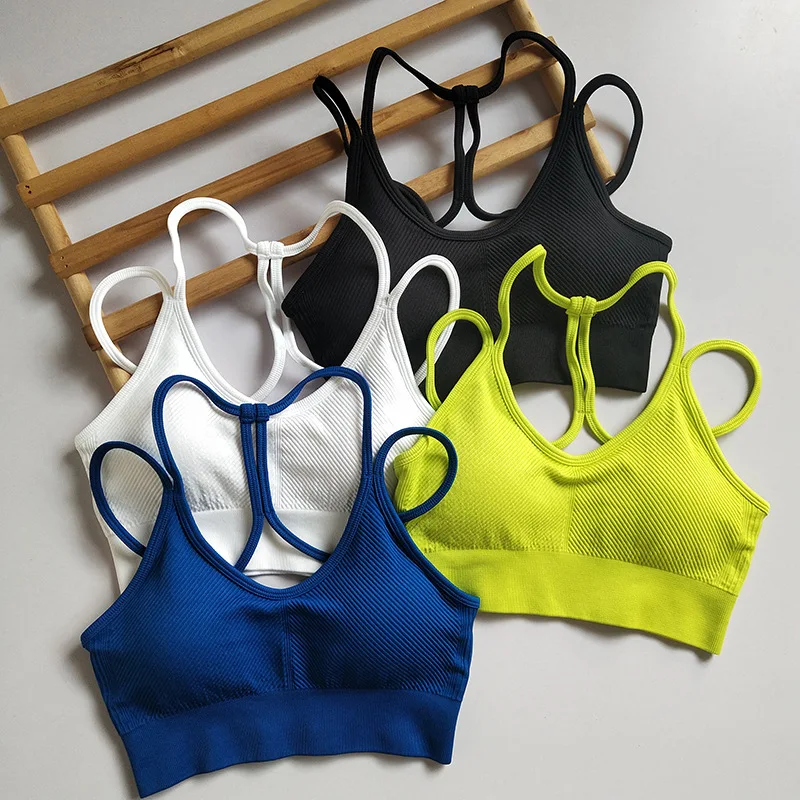

Seamless Criss Cross Back Sports Bra, Padded Yoga Bra for Women, Breathable Workout Crop Top (Multi-Pack) Ropa Para Mujer