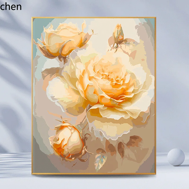 H1blooming flowers factory direct sales diy digital oil painting e-commerce one piece dropshipping rose gift decorative painting
