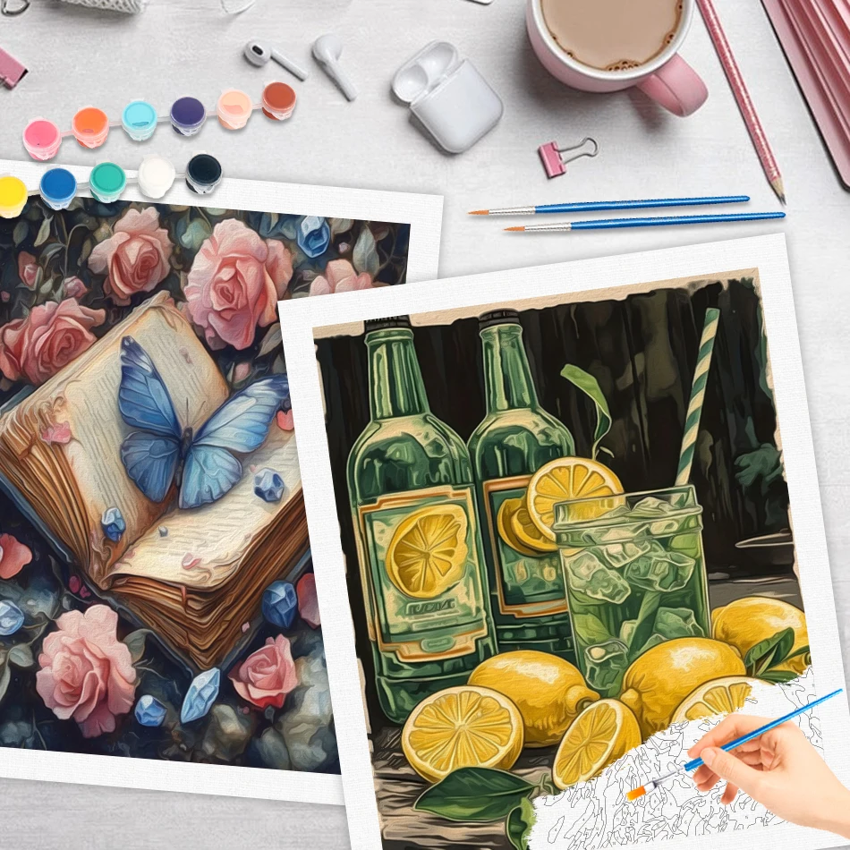RUOPOTY Canvas Painting By Numbers Decorative item painting Picture Drawing Handwork Arts Crafts Supplies Adults Kits Home Decor