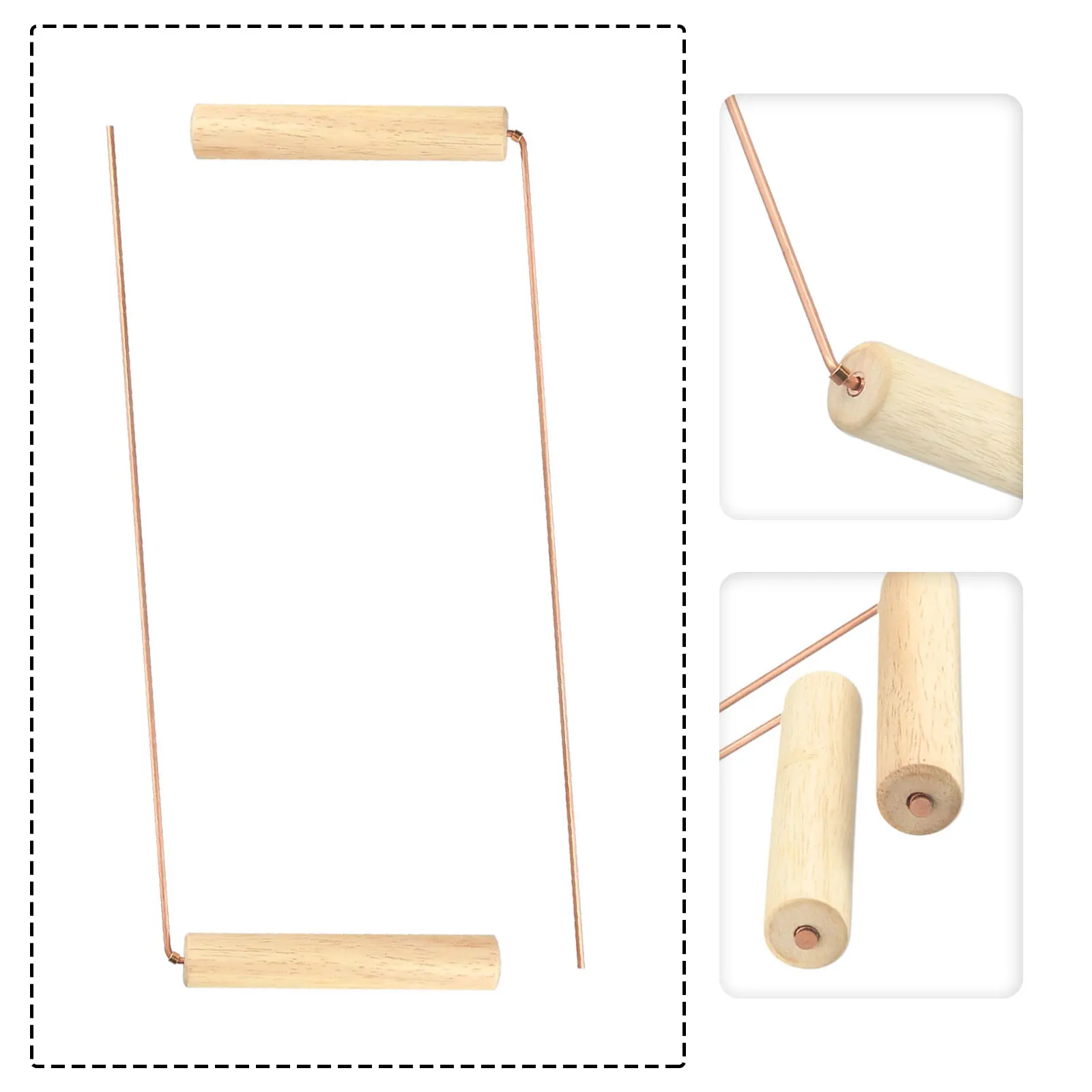 Tiges de radiesthésie en cuivre 99.9%, détecteur de métaux pour eau, outils de recherche de trésors avec manche en bois, tiges de sondage en cuivre, 2 pièces