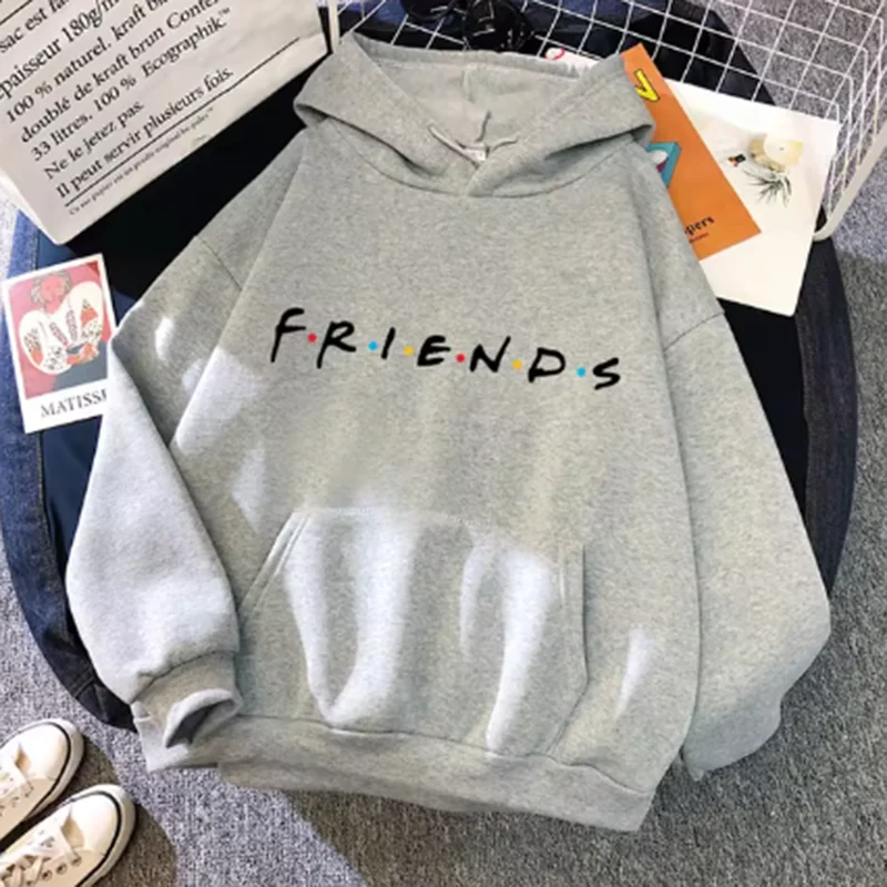 Women Friends Print Hoodie Long Sleeve Pullover Fashion Clothing Casual Solid Color Female Spring Autumn Fashion Streetwear